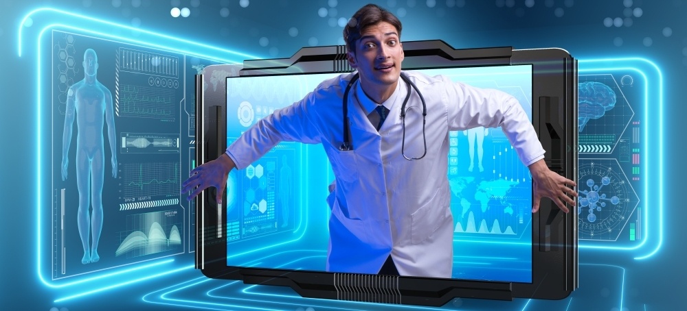 a man standing in front of a screen