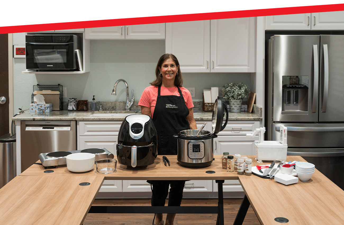 a person in a kitchen