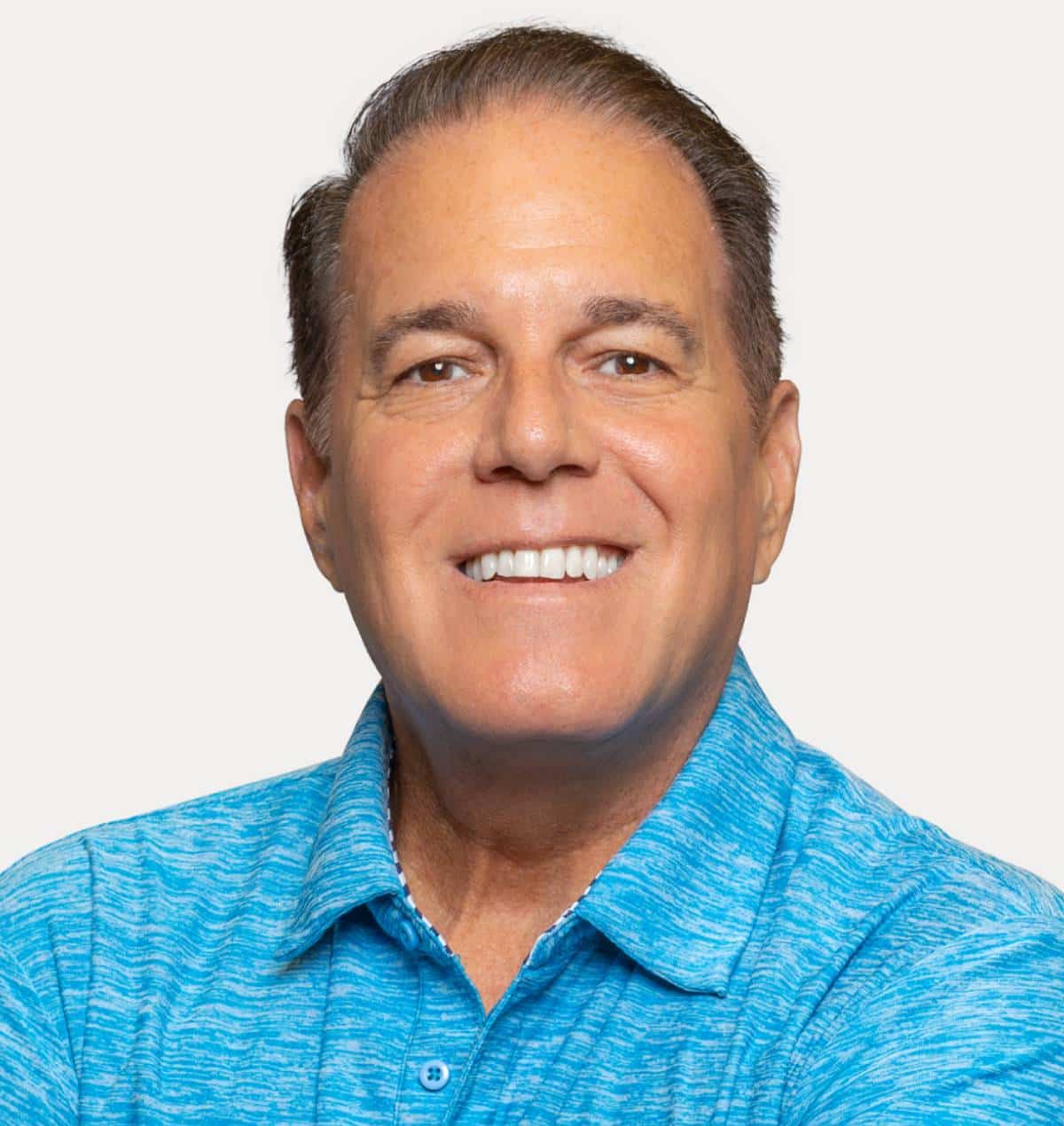 a man wearing a blue shirt