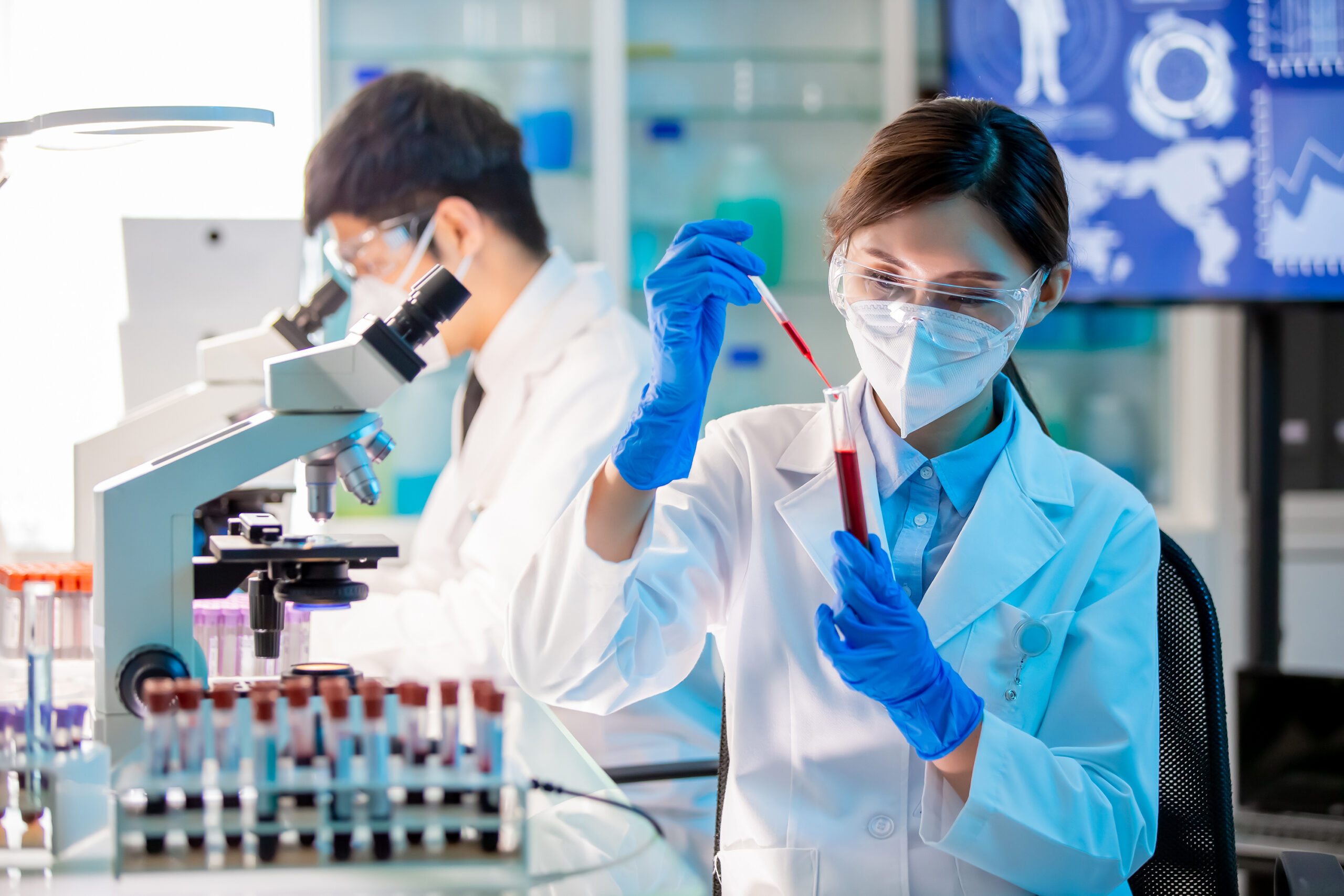 medical worker take test tube